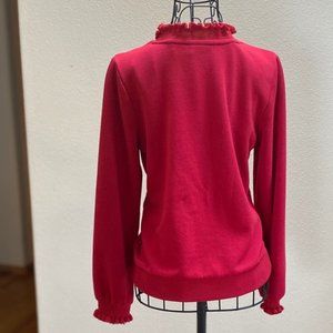 💃 NWOT Red Ruffle Trim Sweater Jumper Sz S